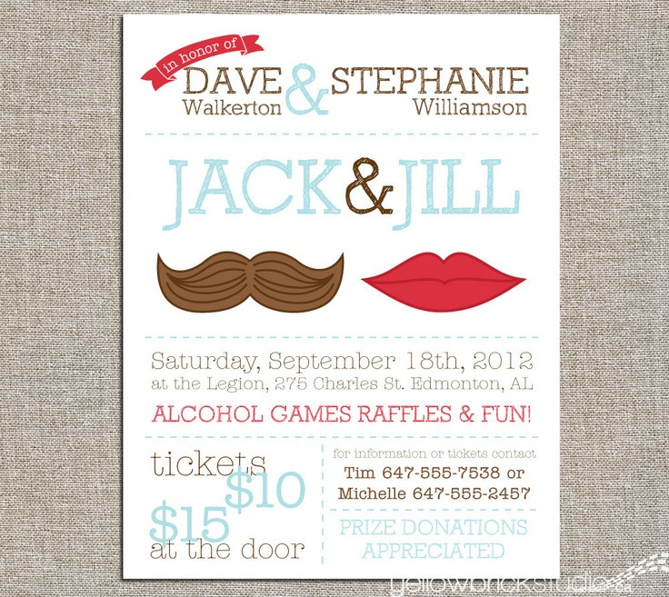 Jack And Jill Bachelor Bachelorette Party Ideas
 Jack & Jill Tickets Mr and Mrs 250 or 500 double sided