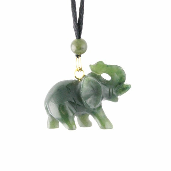 Jade Elephant Necklace
 Canadian Jade Elephant Pendant Green Jade by JadeMineCanada