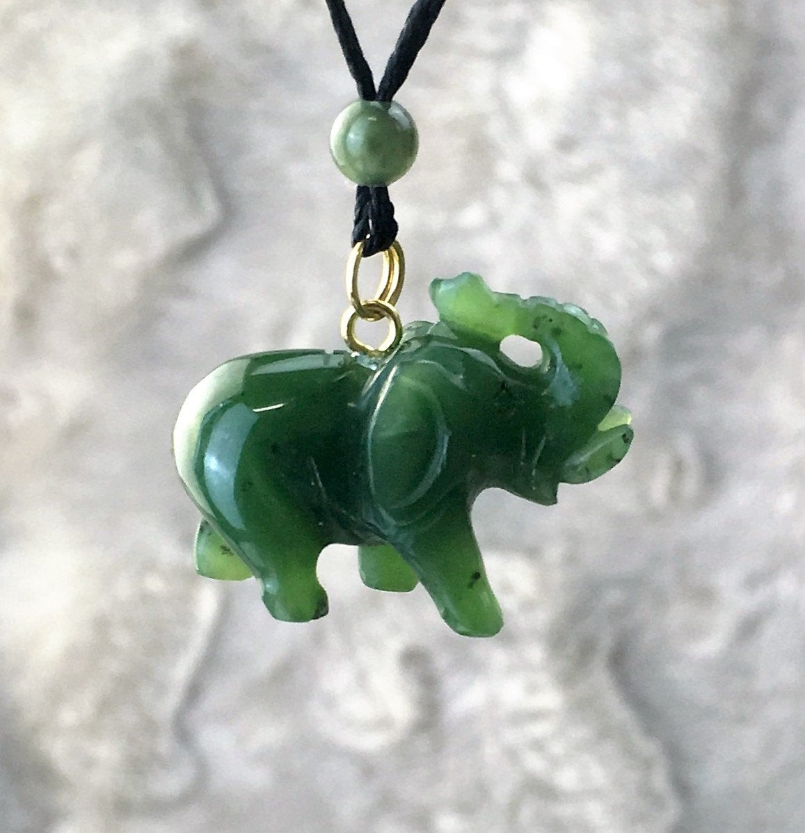 Jade Elephant Necklace
 Canadian Jade Elephant Pendant Green Jade Natural Jade