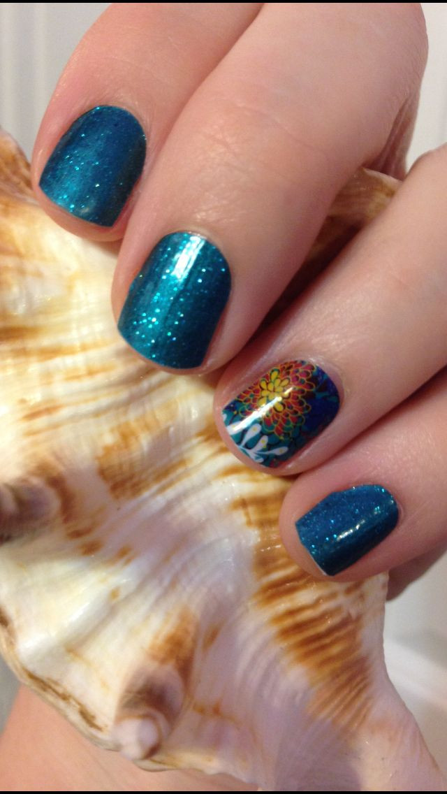 Jamboree Nail Art
 Jamberry Nails Under the Sea & Teal nail art Sparkle