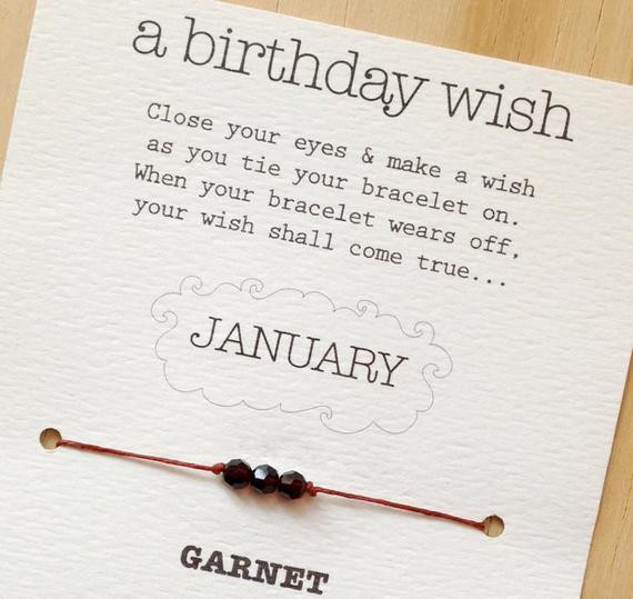 January Birthdays Quotes
 JANUARY Birthday Wish Bracelet Garnet Waxed Irish Linen