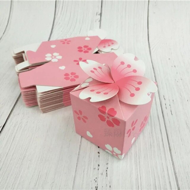 Japanese Wedding Gifts
 10pcs Japanese Romantic Sakura Candy Box Pink Flower
