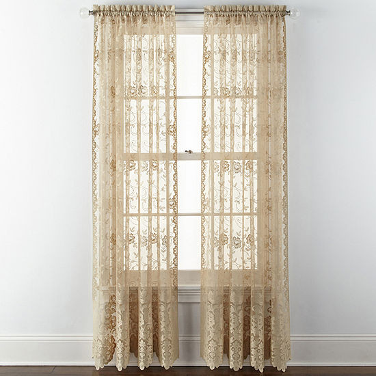 Jc Penneys Kitchen Curtains
 jcp home Shari Lace Rod Pocket Sheer Panel