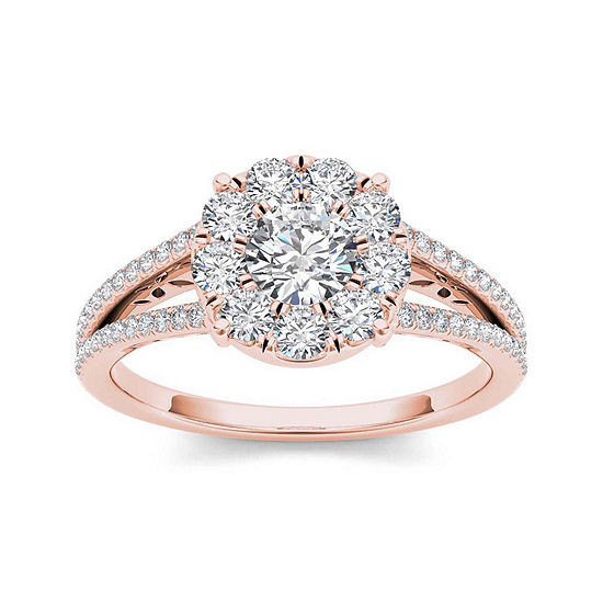 Jcpenney Diamond Engagement Rings
 1 CT T W Diamond Cluster 10K Rose Gold Engagement Ring