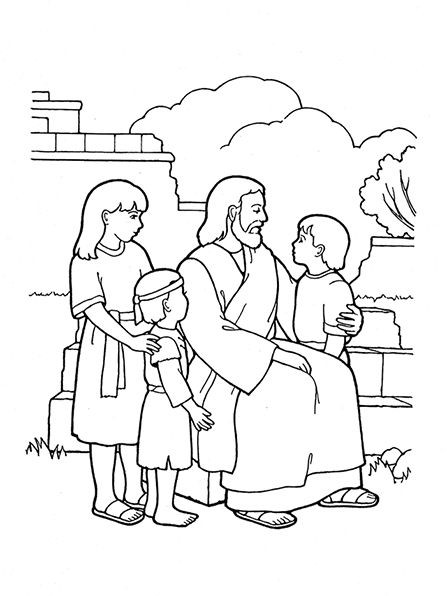 Jesus Loves The Children Coloring Pages
 An illustration of Christ blessing the children from the