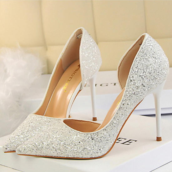 Jjshouse Wedding Shoes
 Women s Sparkling Glitter Stiletto Heel Closed Toe Pumps