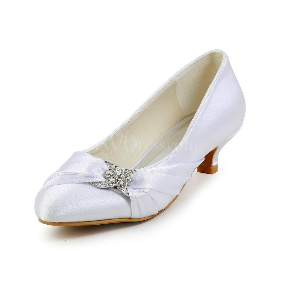 Jjshouse Wedding Shoes
 Cream Closed Toe Wedding Shoes Satin Low Heel Girls