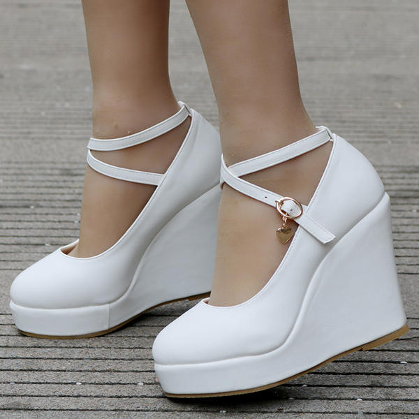 Jjshouse Wedding Shoes
 Women s Leatherette Wedge Heel Closed Toe Platform Pumps