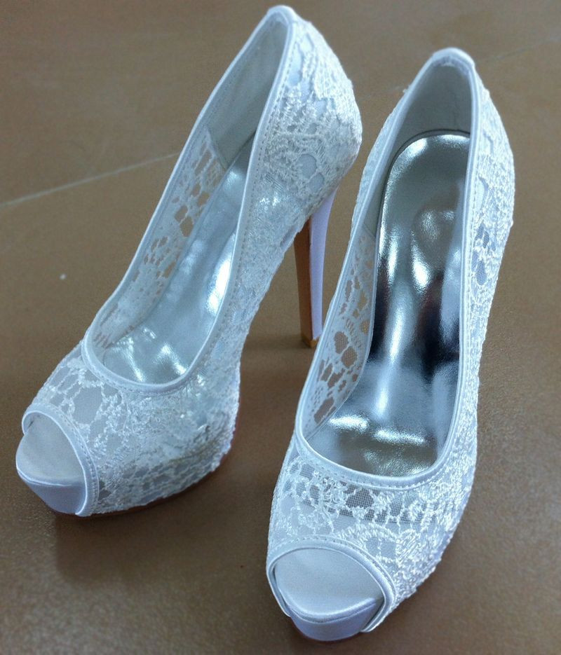 Jjshouse Wedding Shoes
 Women s Lace Stiletto Heel Peep Toe Platform Pumps Sandals