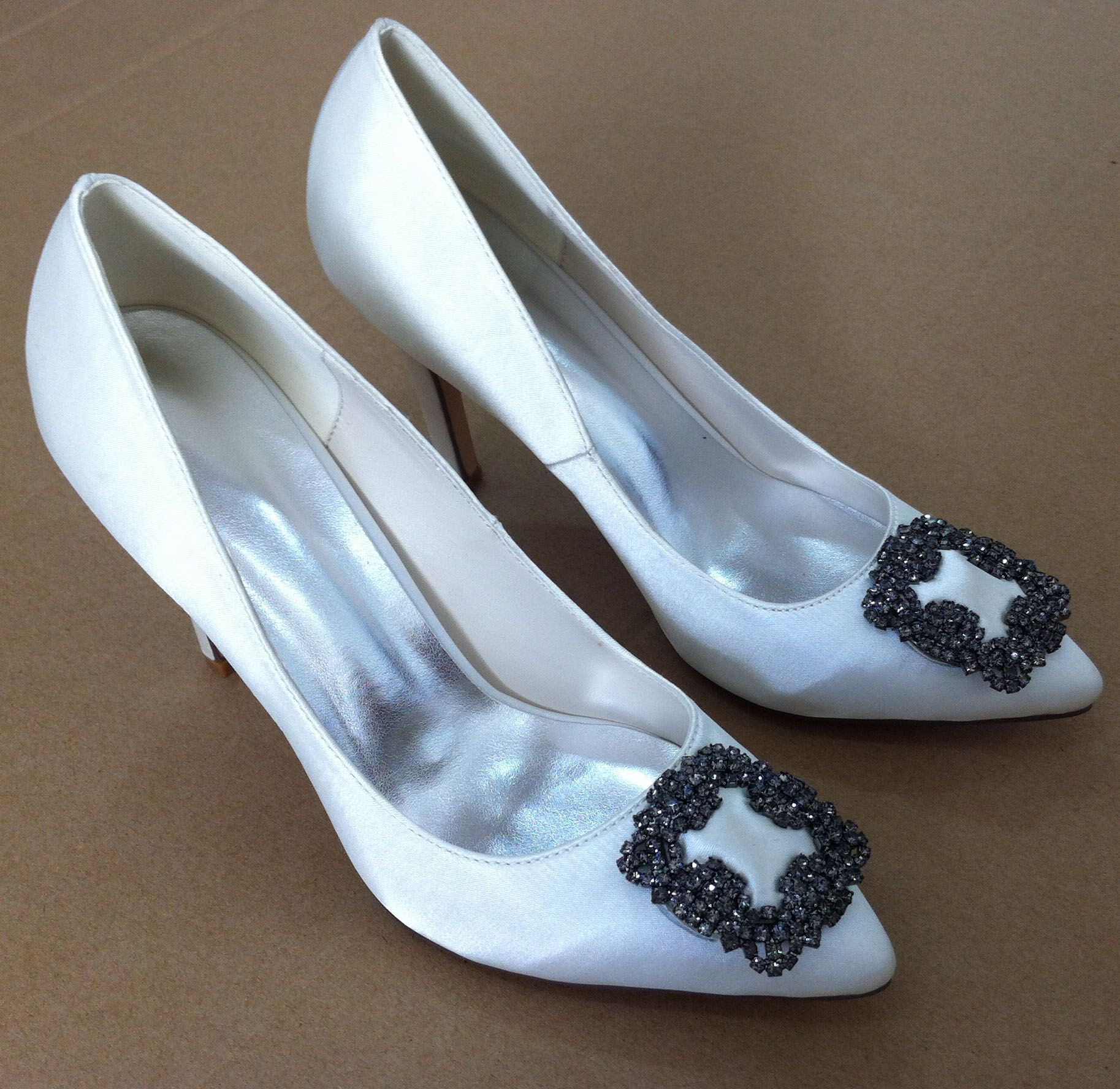 Jjshouse Wedding Shoes
 Women s Satin Stiletto Heel Closed Toe Pumps With