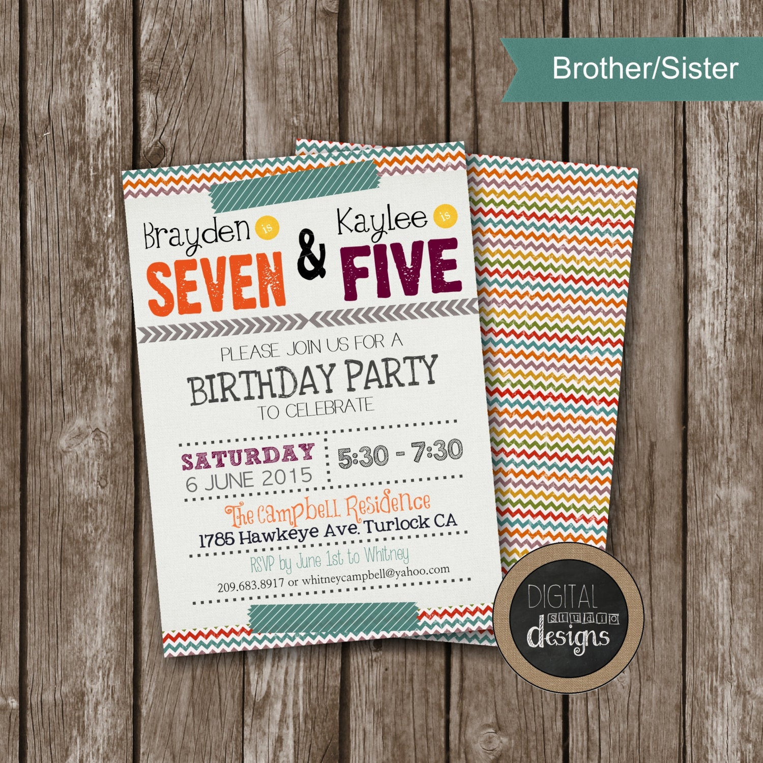 Joint Birthday Invitations
 Sibling Birthday Invitations Joint by DigitalStudioDesigns