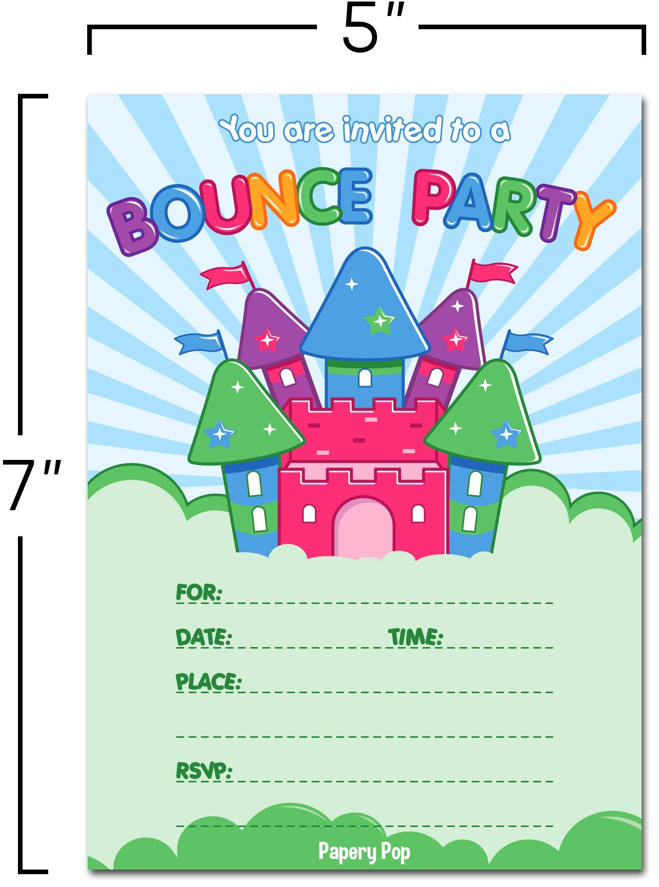 Jumper For Kids Party
 Bounce House Birthday Invitations With Envelopes 15 Pack