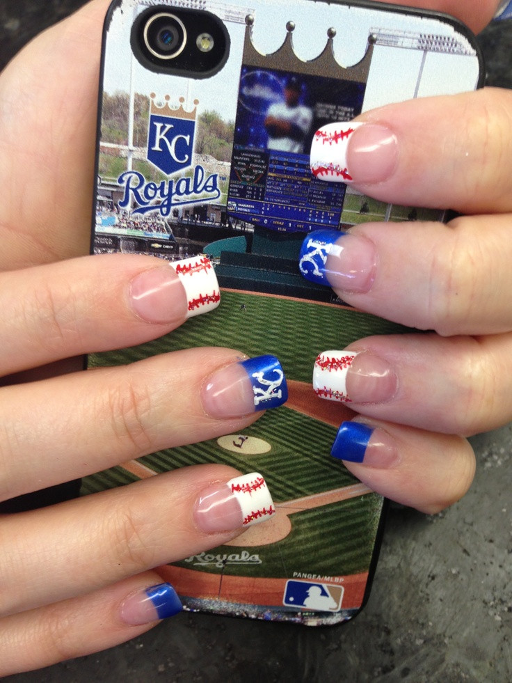 Kansas City Royals Nail Art
 Kc royals nails p Nail Designs