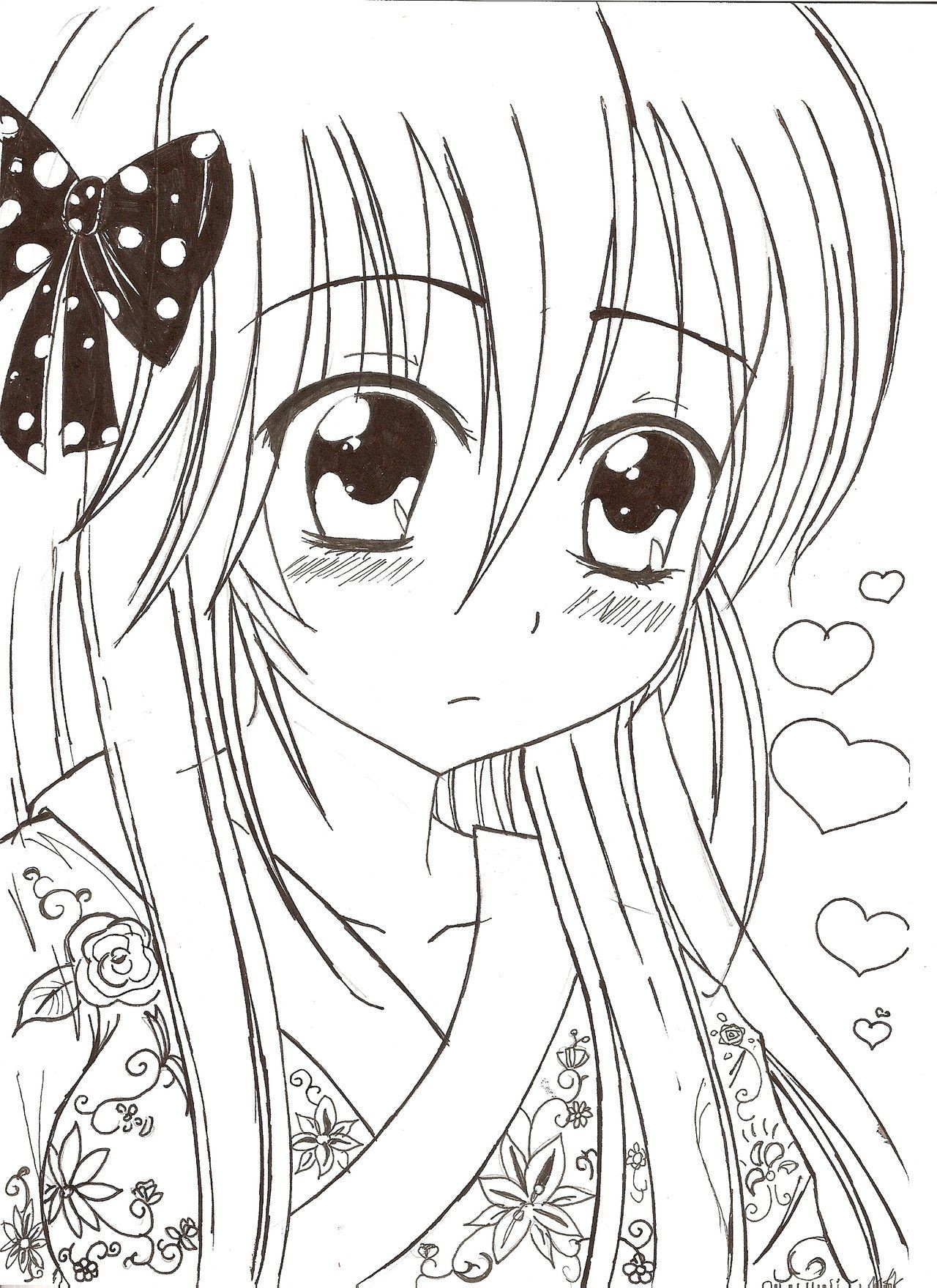 kawaii anime girl coloring page Kawaii princess coloring page printable