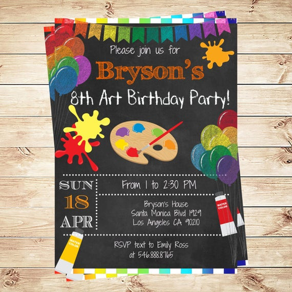 Kid Birthday Party Invitations
 Painting Arts Kids Birthday Party Invitations Printable Art
