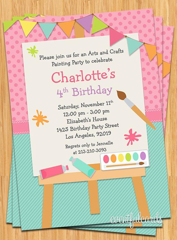 Kid Birthday Party Invitations
 Art Painting Birthday Party Invitation for Kids Printable