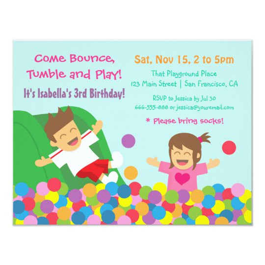 Kid Birthday Party Invitations
 Bounce Play Gym Kids Birthday Party Invitations