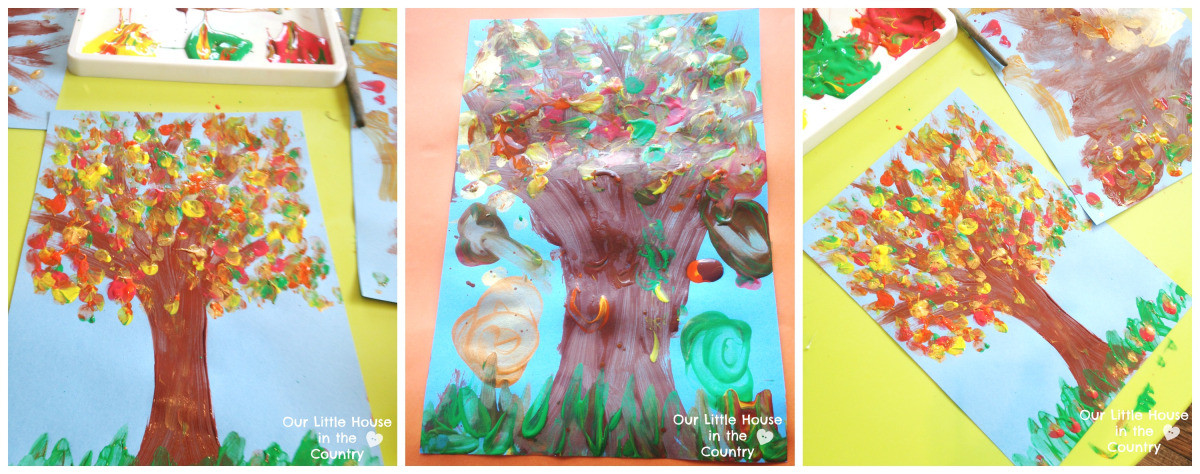 Kids Art Activities
 Finger Print Autumn Trees – Fall Art Activities for Kids