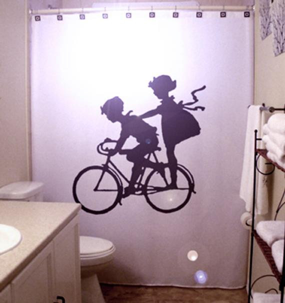 Kids Bathroom Curtains
 Children Bicycle Shower Curtain Kids Boy Girl shared bathroom