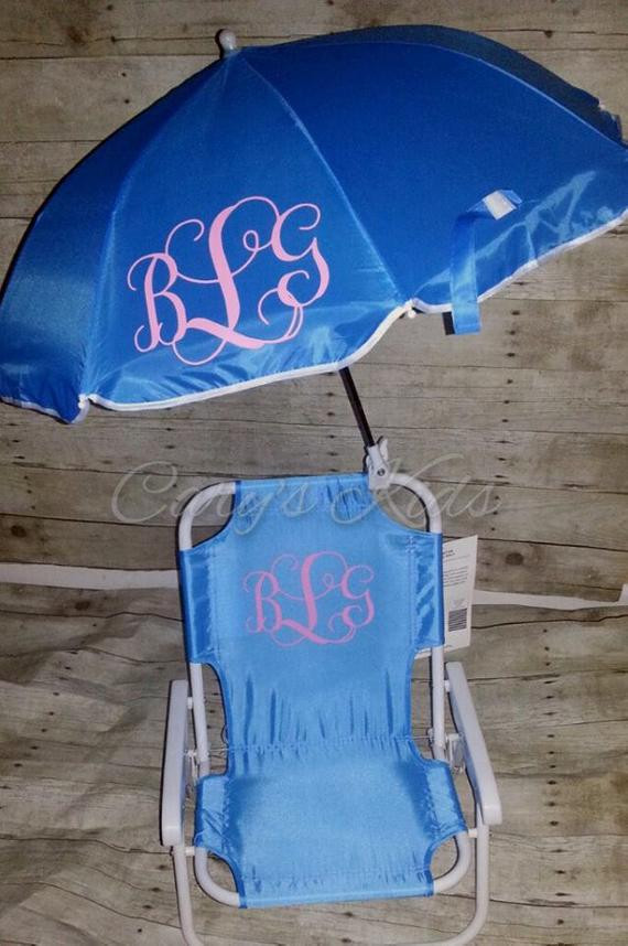 Kids Beach Chair With Umbrella
 Toddler Kids Childrens Beach Chair and Umbrella Monogrammed
