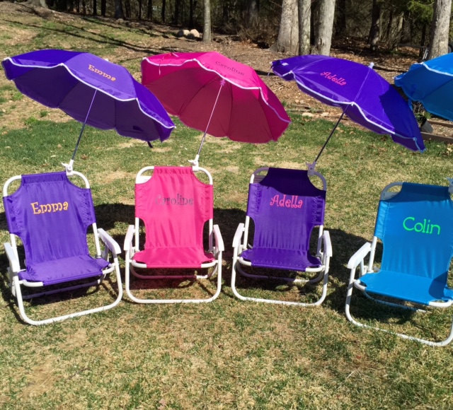 Kids Beach Chair With Umbrella
 Child s PERSONALIZED Beach Chair with umbrella Sand
