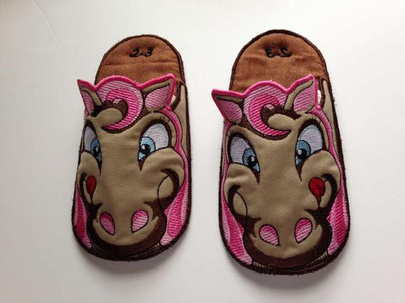 Kids Bedroom Slippers
 Children s Bedroom Slippers Embroidered Horse by SewniqBoutiq