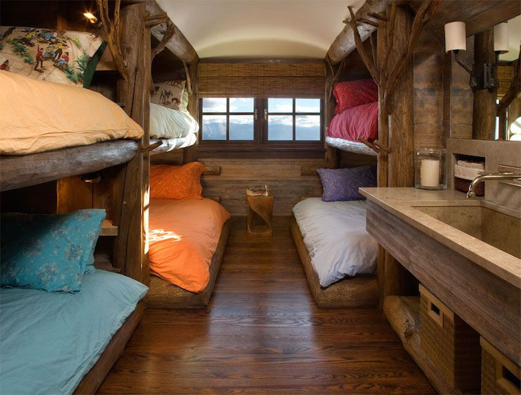 Kids Cabin Bedroom
 Cabin kids room features built in treehouse bunk beds