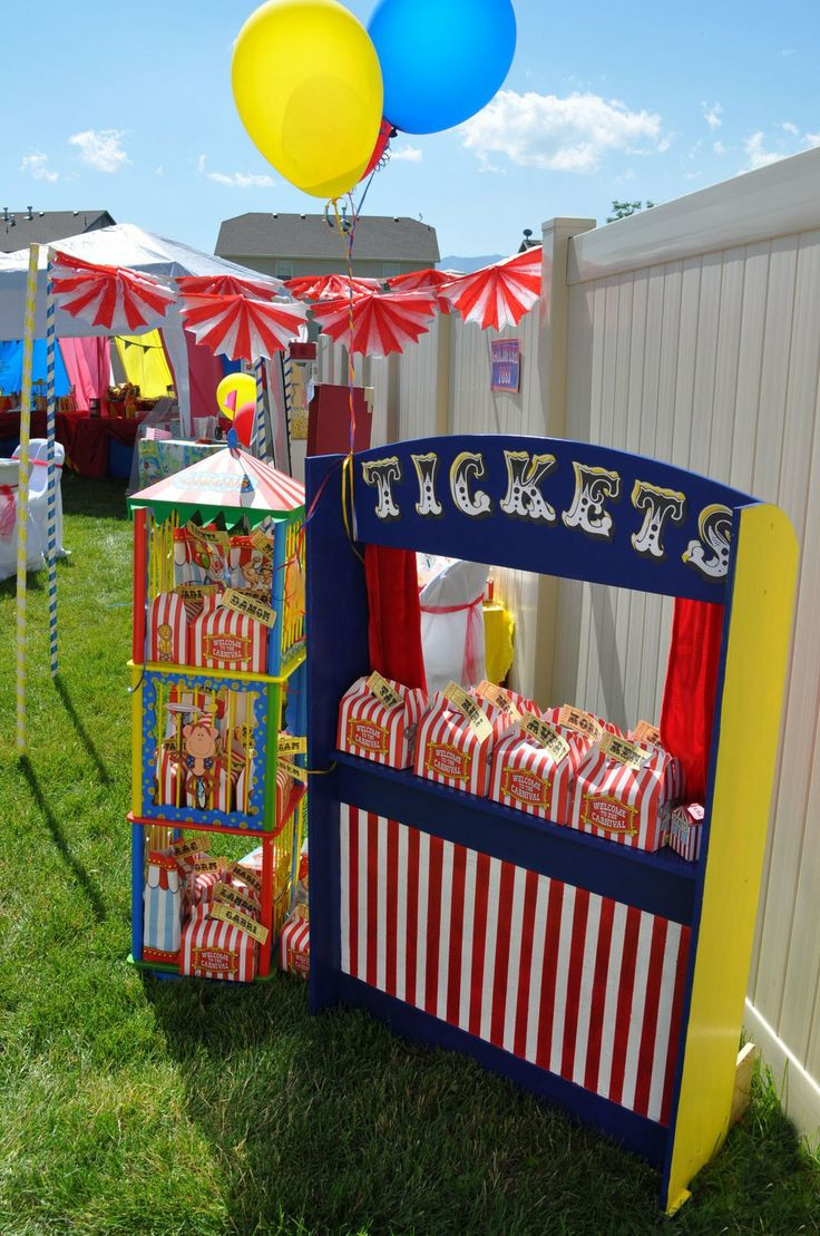 Kids Carnival Birthday Party
 Handmade ticket booth from Kara s Party Ideas