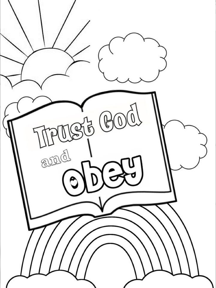 Kids Church Coloring Pages
 Trust and obey coloring page