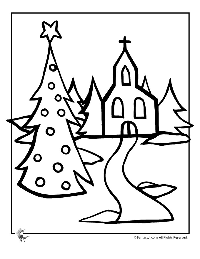 Kids Coloring Pages For Church
 Christmas Church Coloring Page