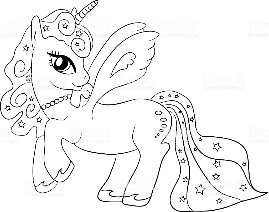Kids Coloring Pages Unicorn
 Unicorn Coloring Page For Kids Stock Illustration