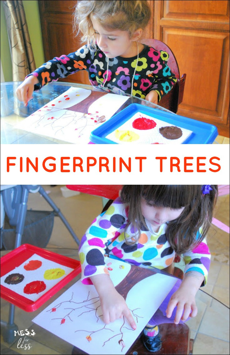 Kids Doing Crafts
 Fall Crafts for Kids Fingerprint Trees Mess for Less