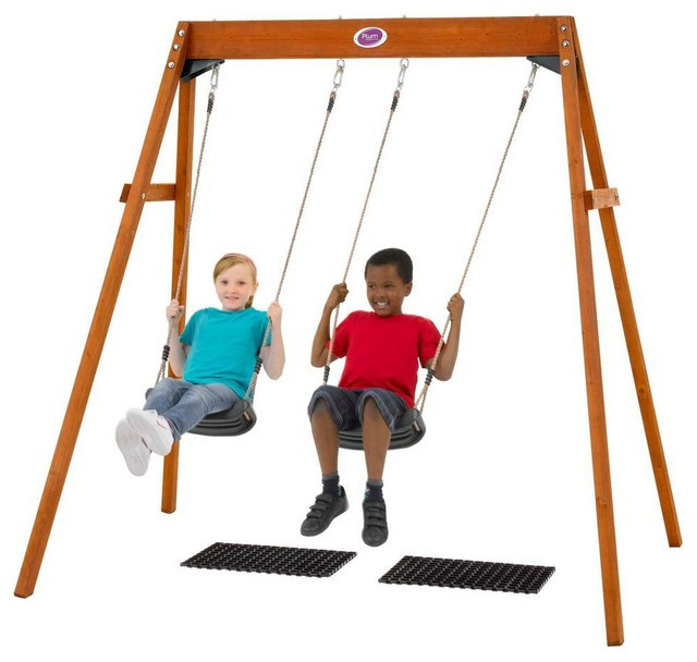 Kids Double Swing
 Plum Wooden Double Swing Set Contemporary Kids