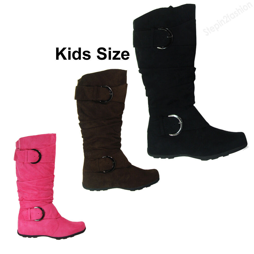 Kids Fashion Boots
 Girls Kids Boots Knee High Faux Suede Flat Boot Fashion