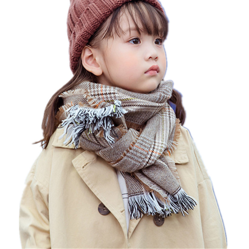 Kids Fashion Scarves
 Fashion Plaid Scarf for Children Faux Cashmere Winter