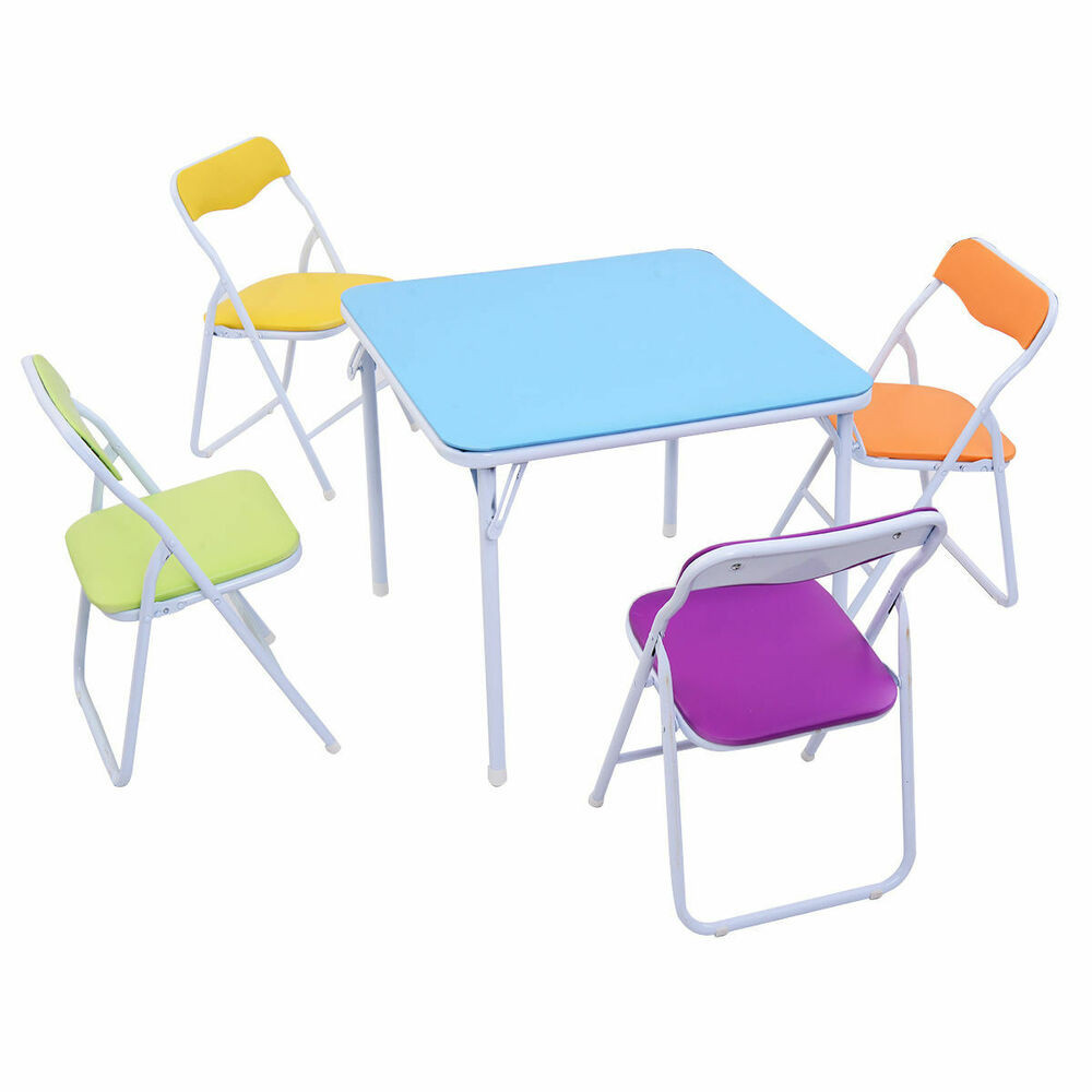 Kids Foldable Chair
 Kids 5 Piece Folding Table Chair Set Children Multicolor