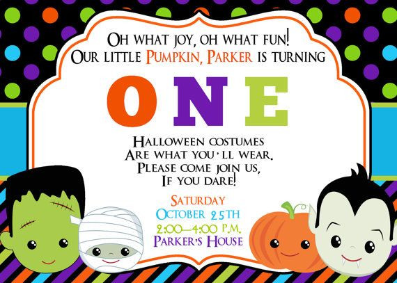 Kids Halloween Party Invitations Ideas
 First Birthday Halloween Party Invitation Halloween