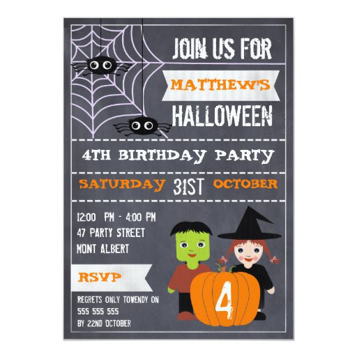 Kids Halloween Party Invitations Ideas
 Kids Halloween Chalkboard Birthday Invitation