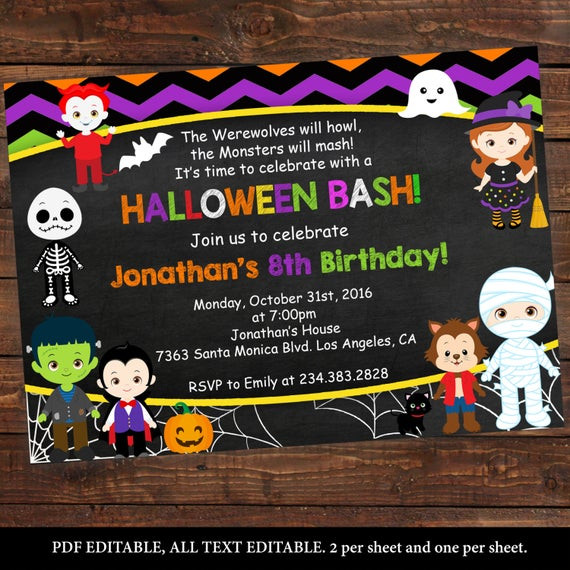 Kids Halloween Party Invitations Ideas
 Items similar to Halloween kids party printables
