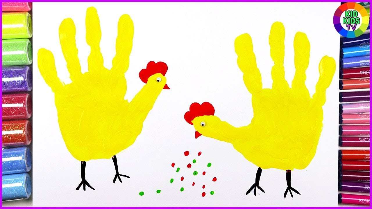 Kids Hand Print Craft
 How to make Handprint Animal ⎮ Handprint hen craft ⎮Craft