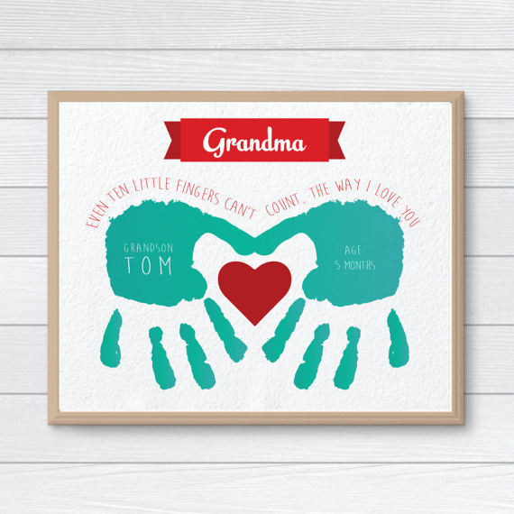 Kids Hand Print Craft
 Personalized Gift for Grandmother CUSTOM Handprint Art