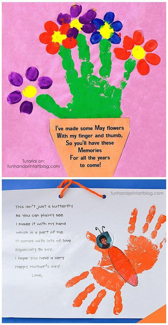 Kids Hand Print Craft
 Handprint and Fingerprint Flowerpot with Poem for Mother s