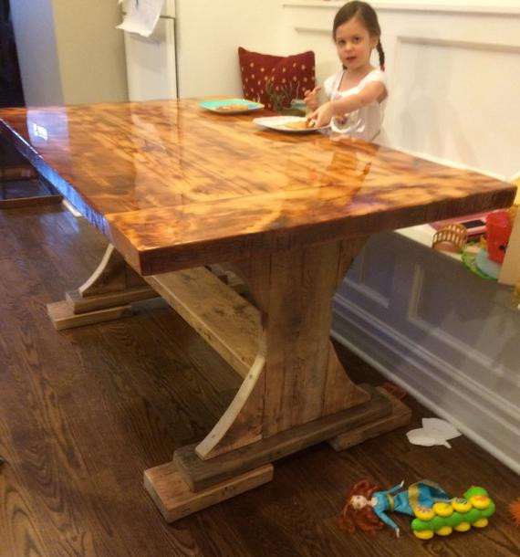 Kids Kitchen Table
 Barnwood Kitchen Table bar top epoxy great for kids