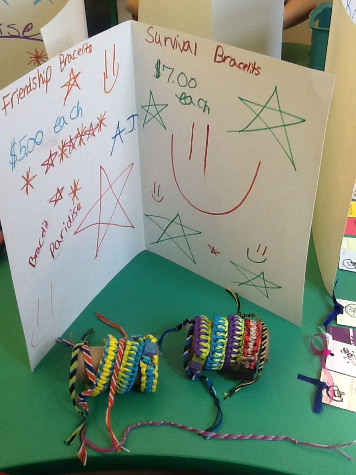 Kids Market Day Ideas
 Classroom Market Day Ideas Survival bracelets displayed