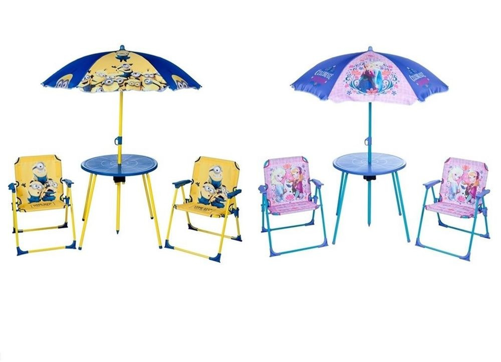 Kids Outdoor Table And Chair
 Kids Garden Table and Chairs Set Parasol Folding Children