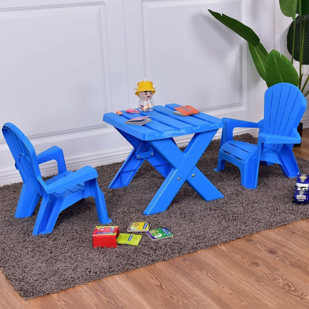 Kids Outdoor Table And Chair
 3PCS Plastic Table & Chair Set Children Kids Play