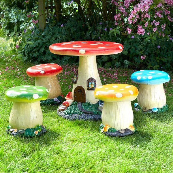 Kids Outdoor Table And Chair
 Add a touch of fantasy to any garden with this 5 piece
