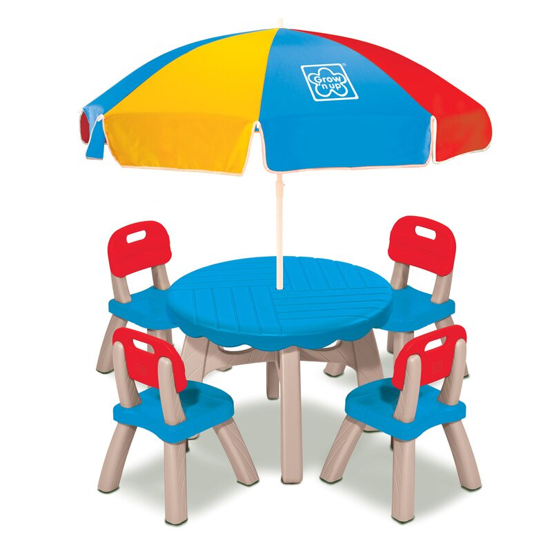 Kids Outdoor Table And Chair
 Grow n Up Summertime Kids 6 Piece Patio Round Table and