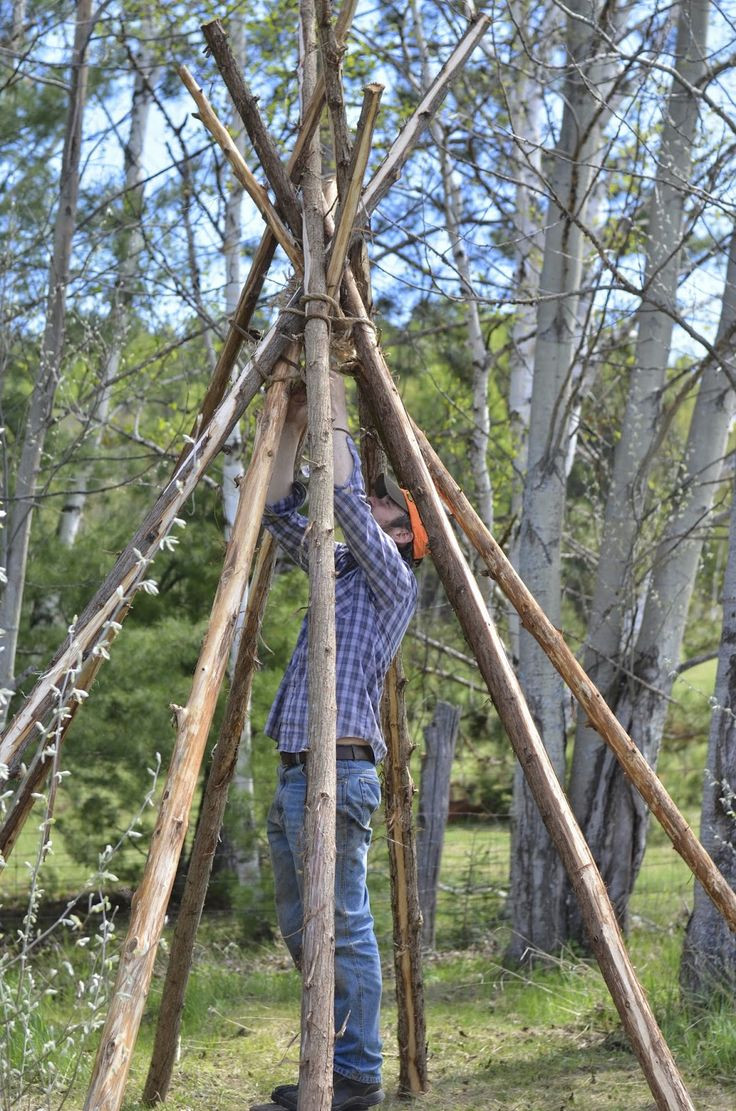 Kids Outdoor Teepee
 Twig and Toadstool Scrap Fabric Teepee…step one…the