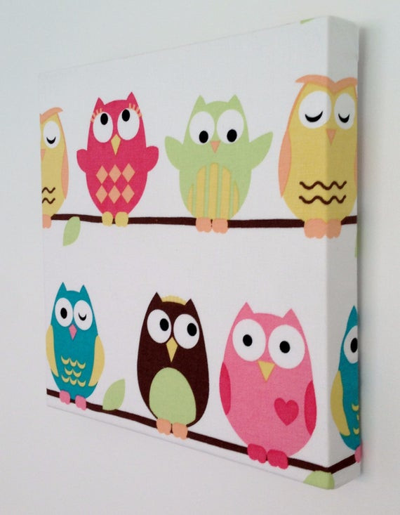 Kids Owl Decor
 Items similar to Kids Canvas Wall Art Nursery Decor Owls